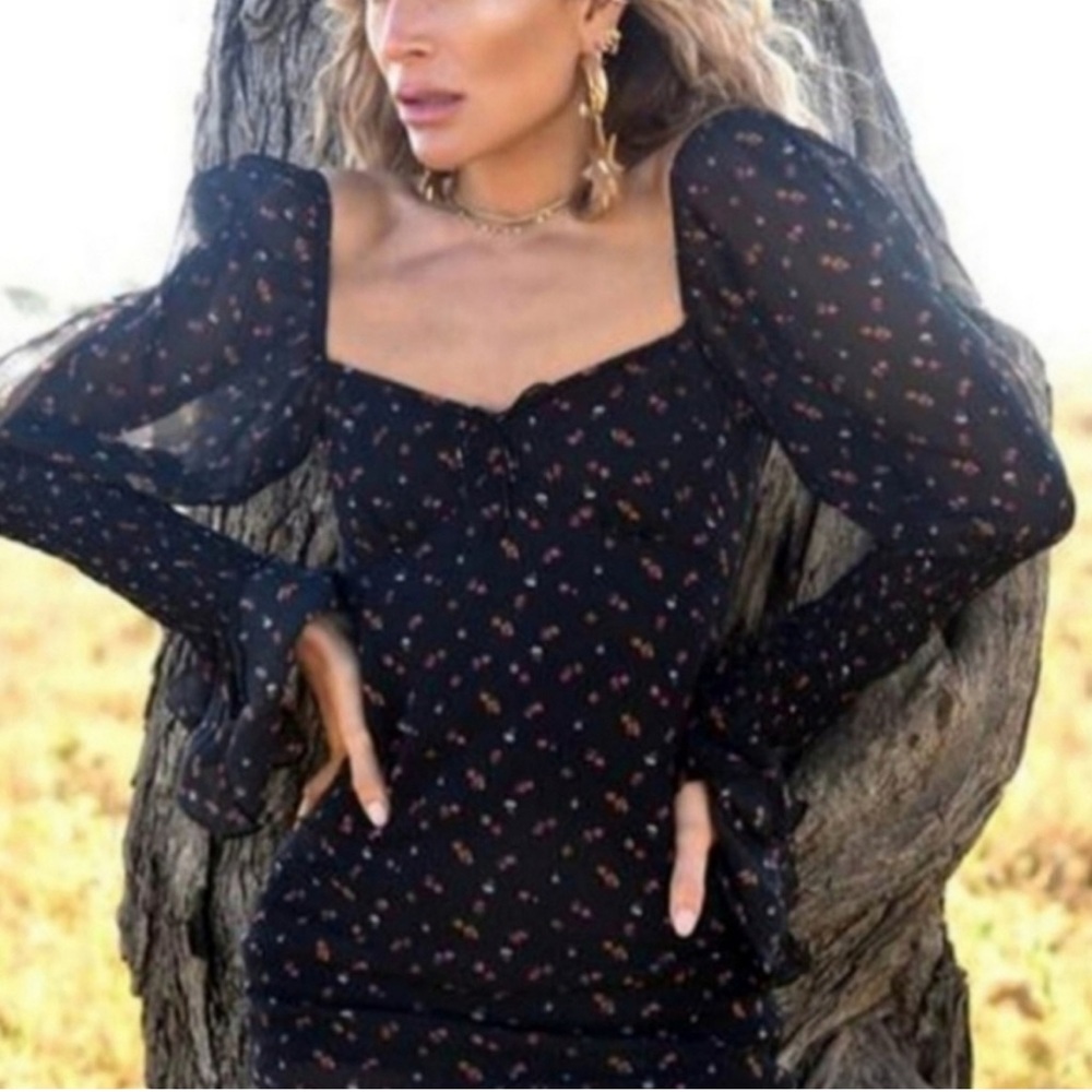 Rat & Boa Black Floral Mini Dress